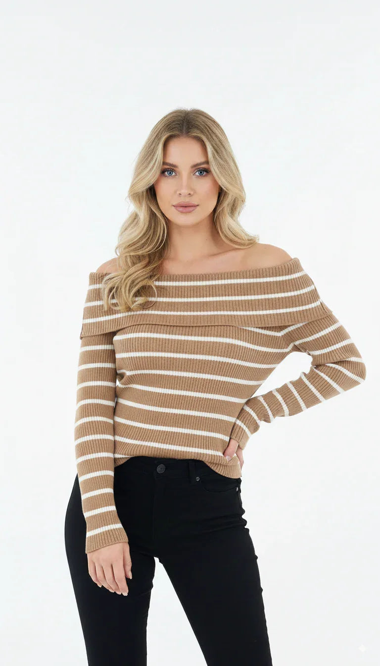 Blusa Ombro a Ombro Listrada