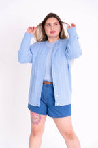 Casaco de Tricot Feminino com Botões Plus Size