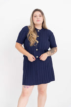 Conjunto Trançado Casaco e Mini Saia