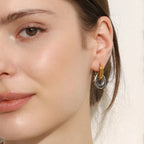 Brincos Oval de Zirconia Banhados a Ouro 18K