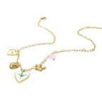 Colar Pingente de Coração e Borboleta em Aço Inoxidável