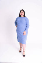 Vestido de Tricot Mousse com Fenda Lateral Plus Size