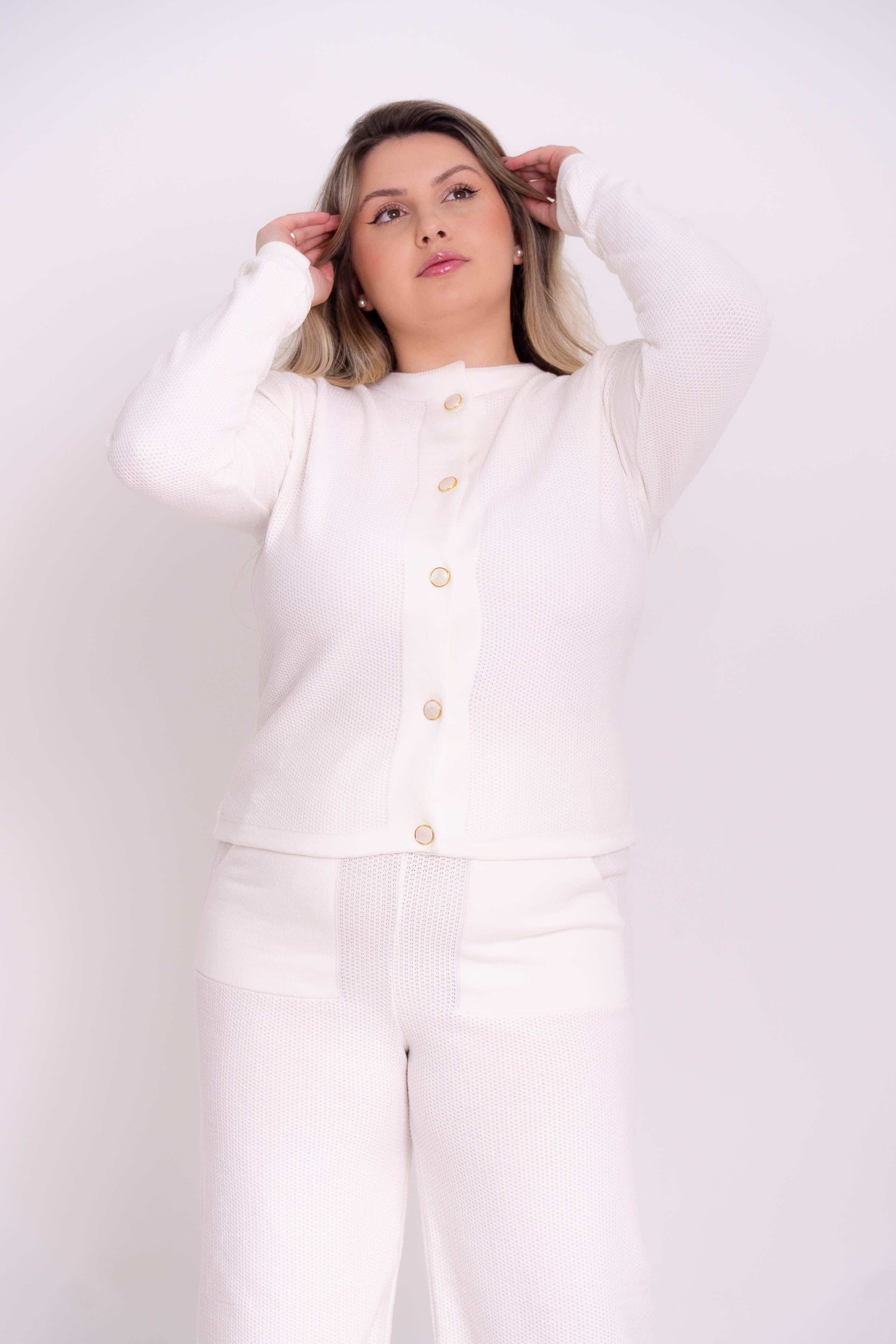 Conjunto Colmeia em Tricot