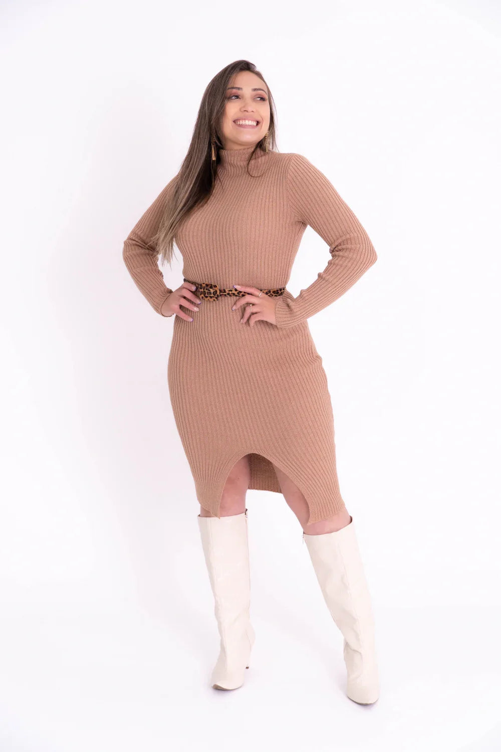 Vestido de Tricot com Fenda
