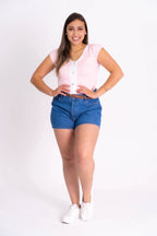 Blusinha Bicolor com Botões