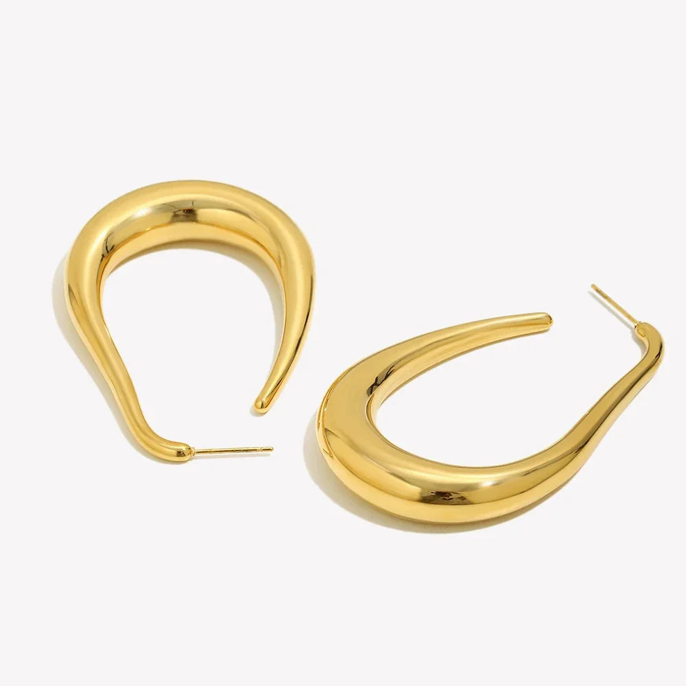 Brincos U Abstrato em Aço Inoxidável