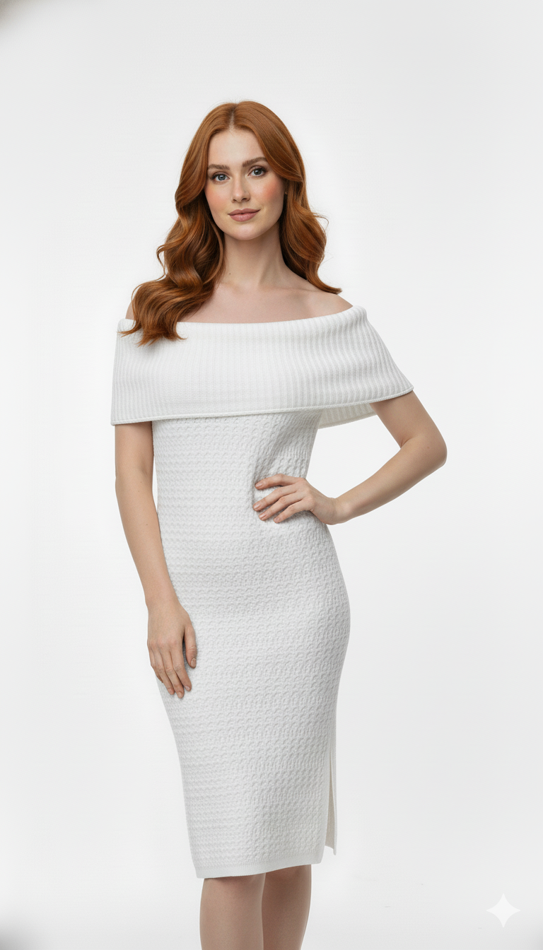 Vestido Ombro a Ombro com fenda