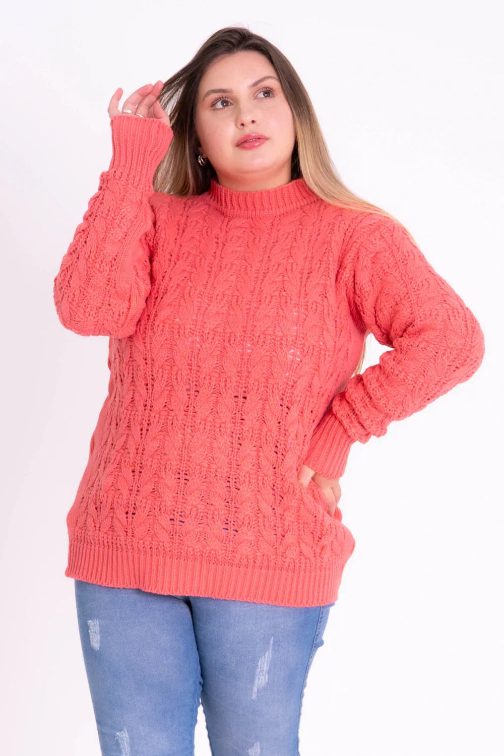 Blusa Tricot com Tranças Feminina