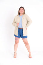 Casaco de Tricot Feminino com Botões Plus Size