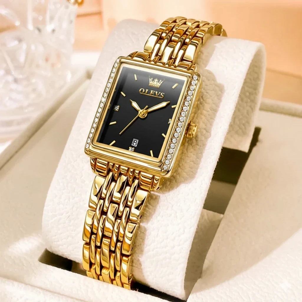 OLEVS Relógio de Luxo Feminino à Prova D'Água em Ouro