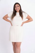 Conjunto Modal Colete e Saia Plissada