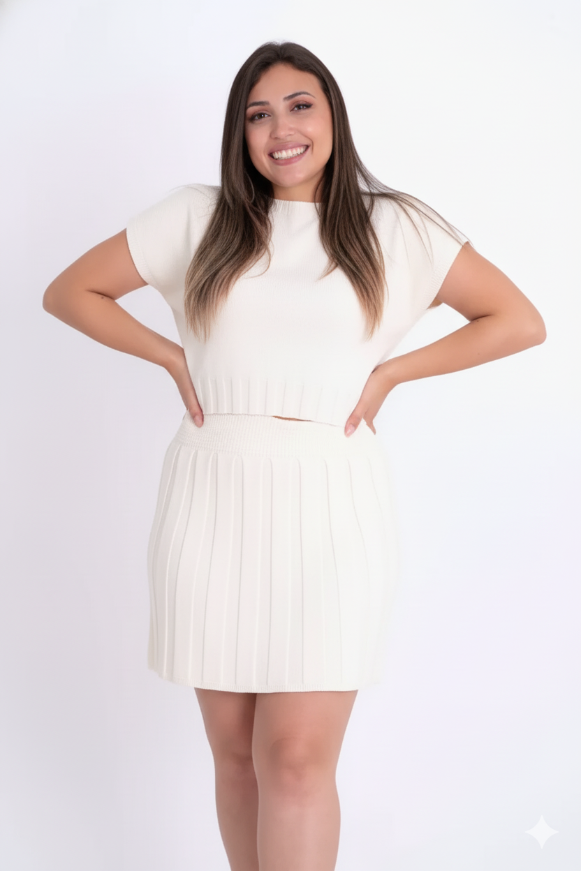 Conjunto Modal Colete e Saia Plissada