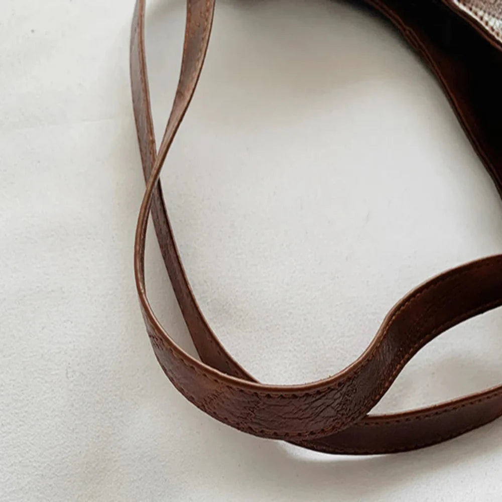 Bolsa Hobo de Couro PU Vintage Feminina