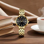 Relógio Feminino Curren Luxo Strass Aço Inoxidável