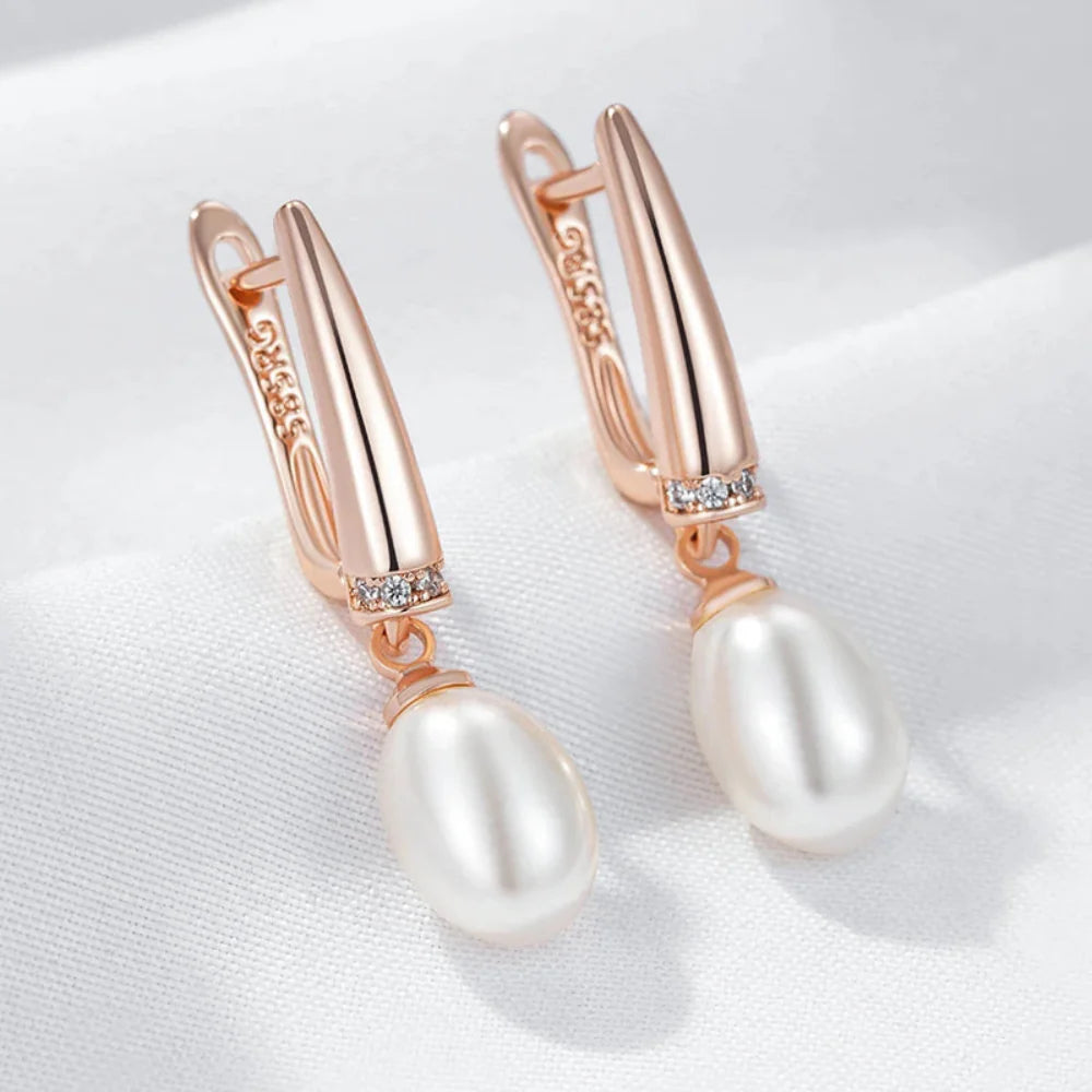 Brincos Geométricos de Pérola Luxo Rosé