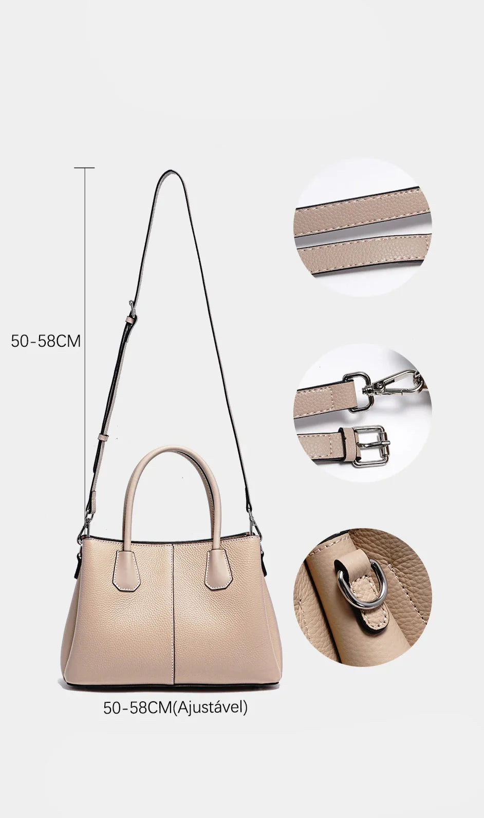 Bolsa de Couro Genuíno Zency Luxo Branco