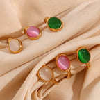 Pulseira em Aço Inoxidável com Cristal de Ágata