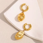 Brinco Argola Luxo com Pingente Duplo Banhado a Ouro 18K