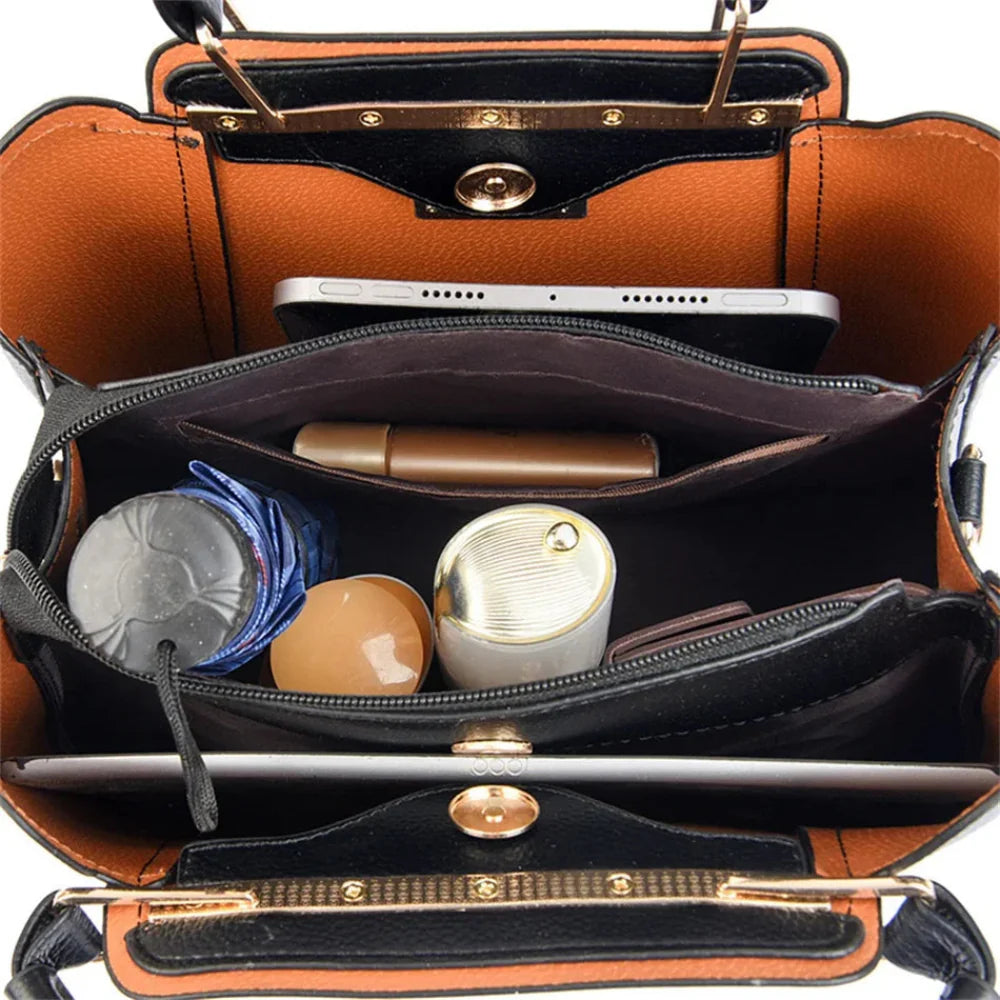Bolsa de Couro Luxuosa com Grande Capacidade e Design Elegante