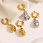 Brinco Argola Luxo com Pingente Duplo Banhado a Ouro 18K