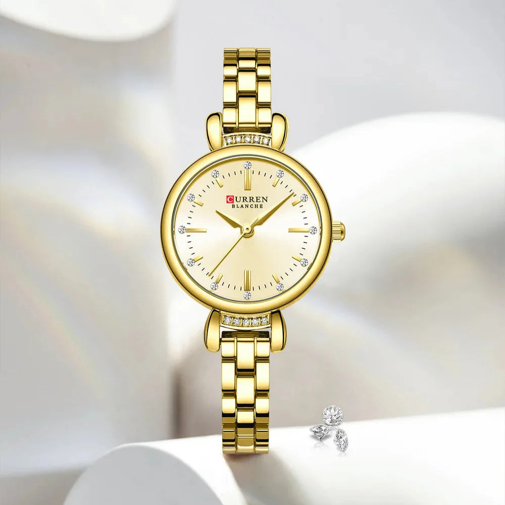 Relógio Feminino Curren Luxuoso com Strass Brilhante