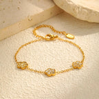 Pulseira Flor de Zircônia Banhada a Ouro 18K