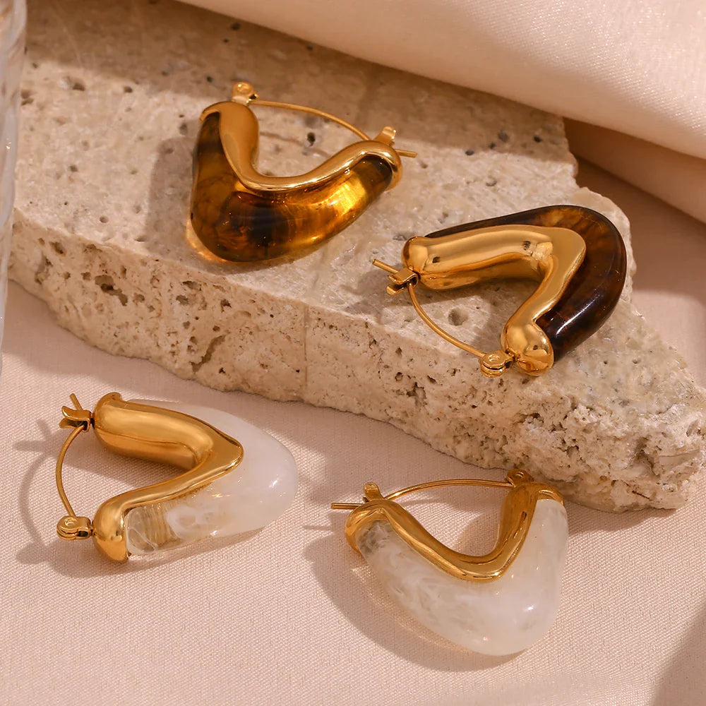 Brincos em Aço inoxidável com Acrílico