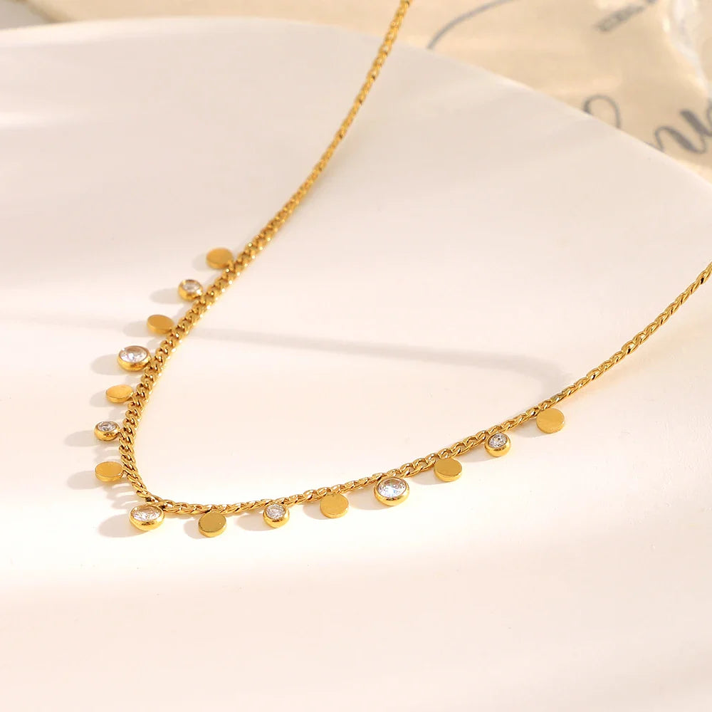 Colar Clássico com Pingente de Zircão em Aço Inoxidável E.B.belle