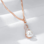 Colar Luxo Geométrico com Pérola e Ouro Rosa 585