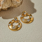 Brincos Luxuosos Zircão 18K Banhado a Ouro