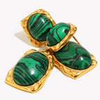 Brincos de Declaração com Malaquita Oval em Ouro 18k