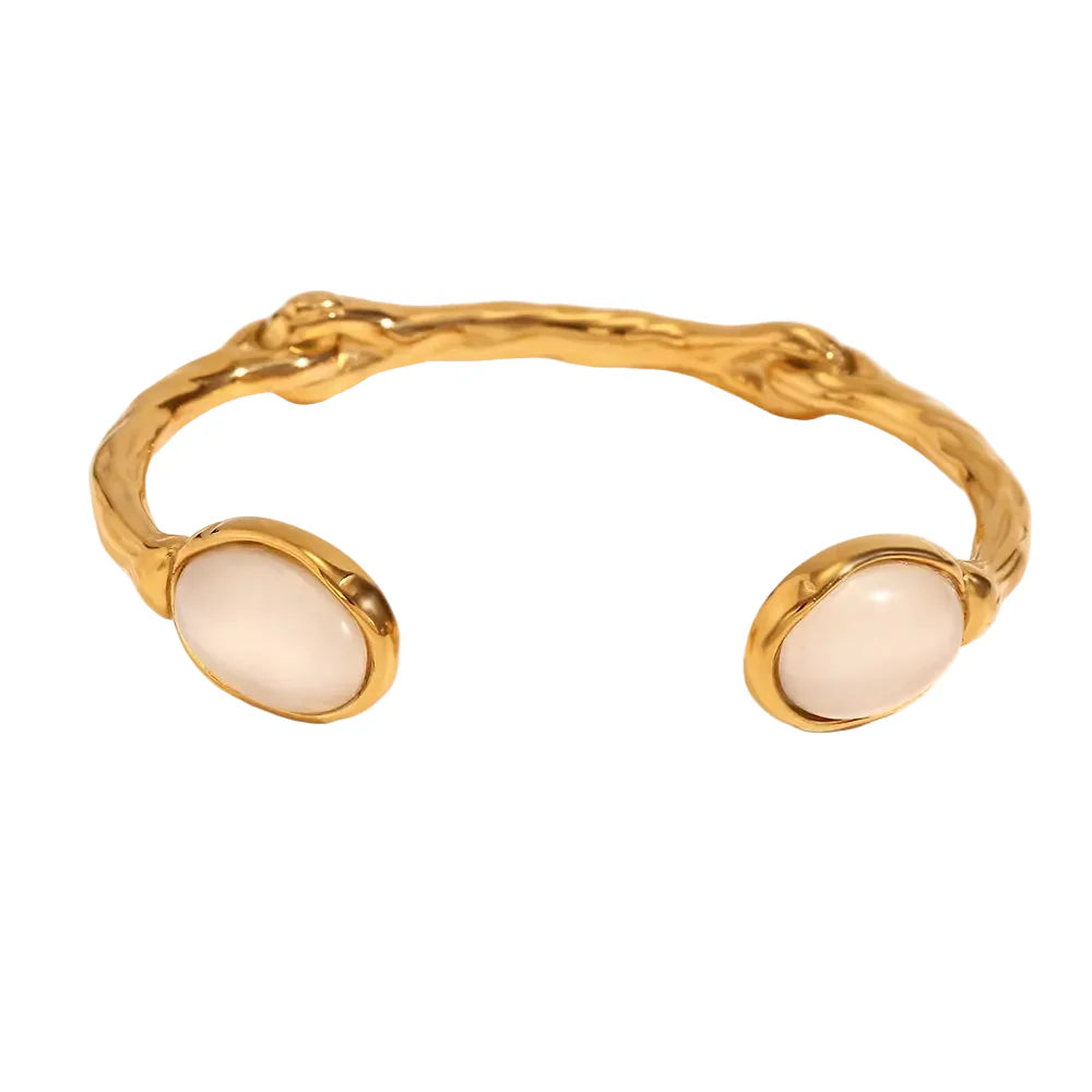 Pulseira em Aço Inoxidável com Cristal de Ágata