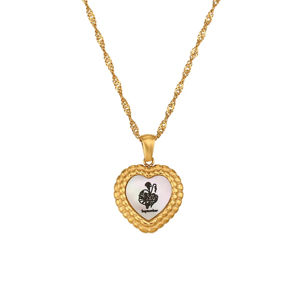 Colar Vintage Coração Flor Aço Inoxidável