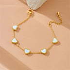 Conjunto Elegante de Joias em Aço Inoxidável com Coração Branco