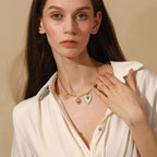 Colar Pingente de Coração e Borboleta em Aço Inoxidável