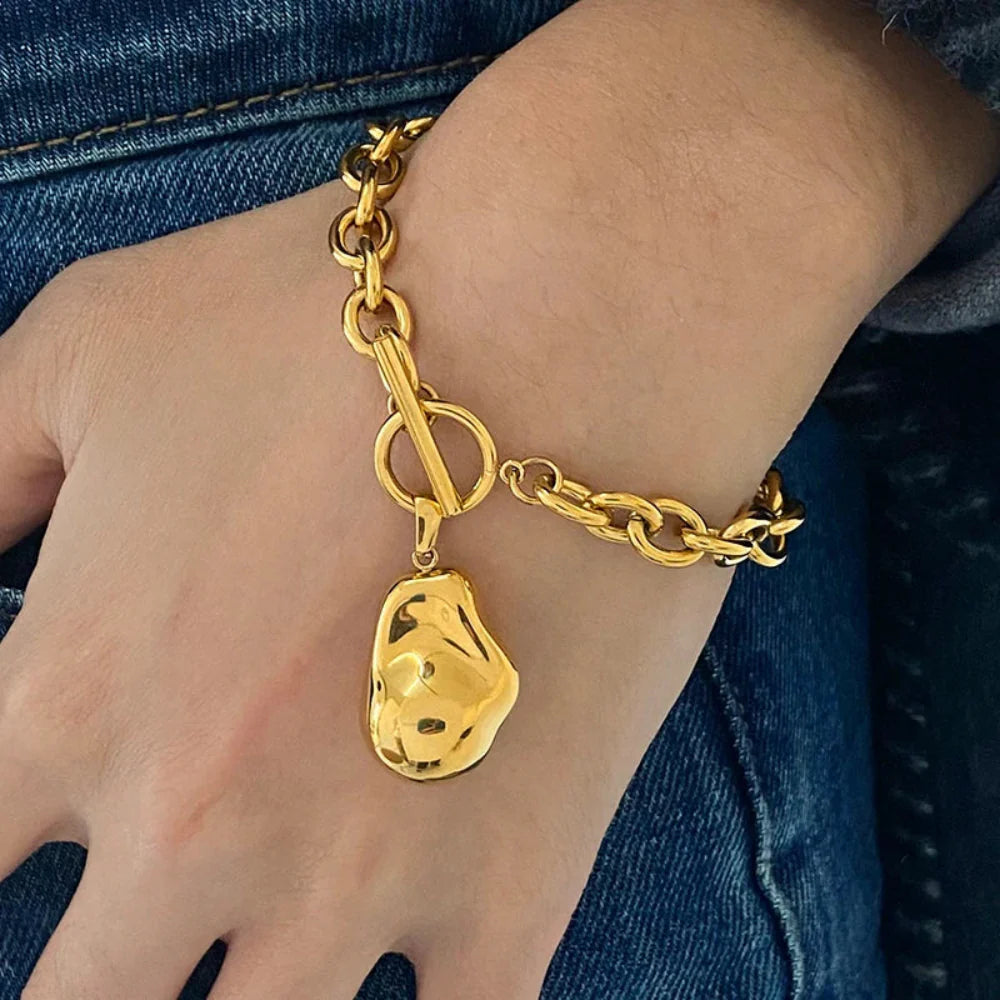 Pulseira Pingente de Aço Inoxidável com Design Exclusivo