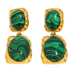 Brincos de Declaração com Malaquita Oval em Ouro 18k