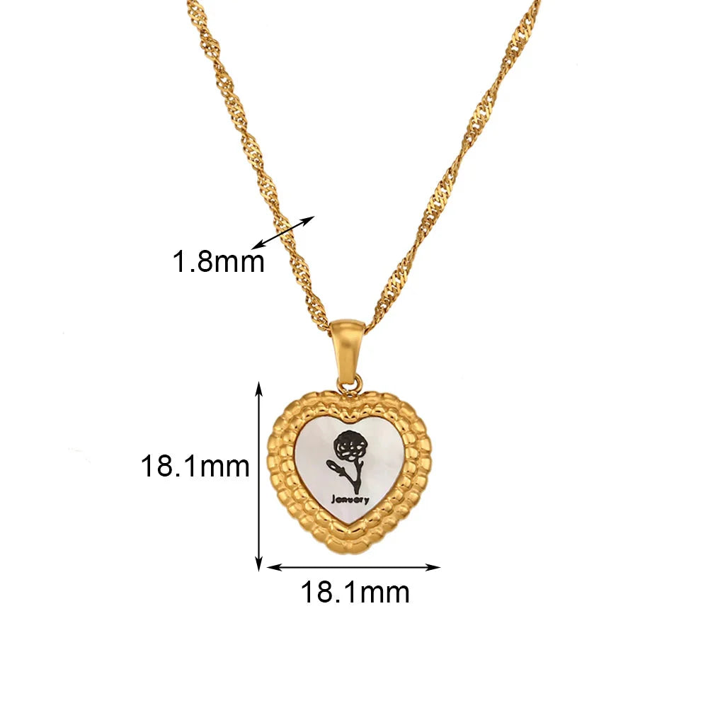 Colar Vintage Coração Flor Aço Inoxidável