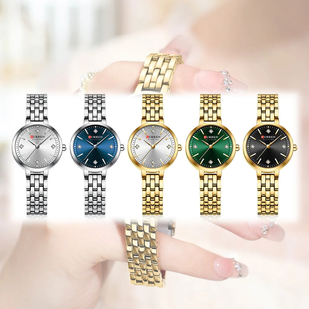 Relógio Feminino Curren Luxo Strass Aço Inoxidável
