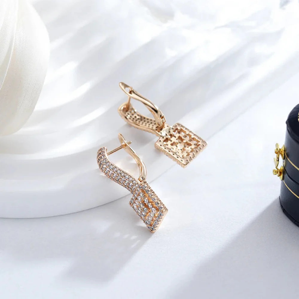 Brincos Vintage de Zircão Natural com Ouro Rosa 585