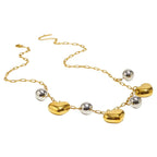 Colar Charme Coração Duplo Banhado a Ouro 18K