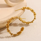 Brinco Flor de Ouro 18K em Aço Inoxidável