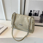 Elegante Bolsa Retro de Couro com Corrente para Mulheres