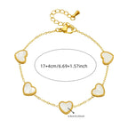 Conjunto Elegante de Joias em Aço Inoxidável com Coração Branco