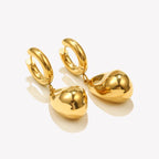 Brinco Argola Luxo com Pingente Duplo Banhado a Ouro 18K