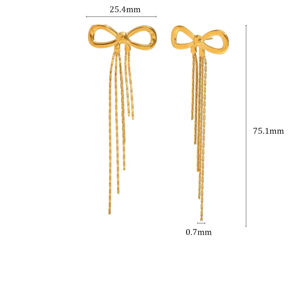 Brincos Luxuosos Bowknot com Zircão Banhados a Ouro