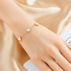 Conjunto Elegante de Joias em Aço Inoxidável com Coração Branco