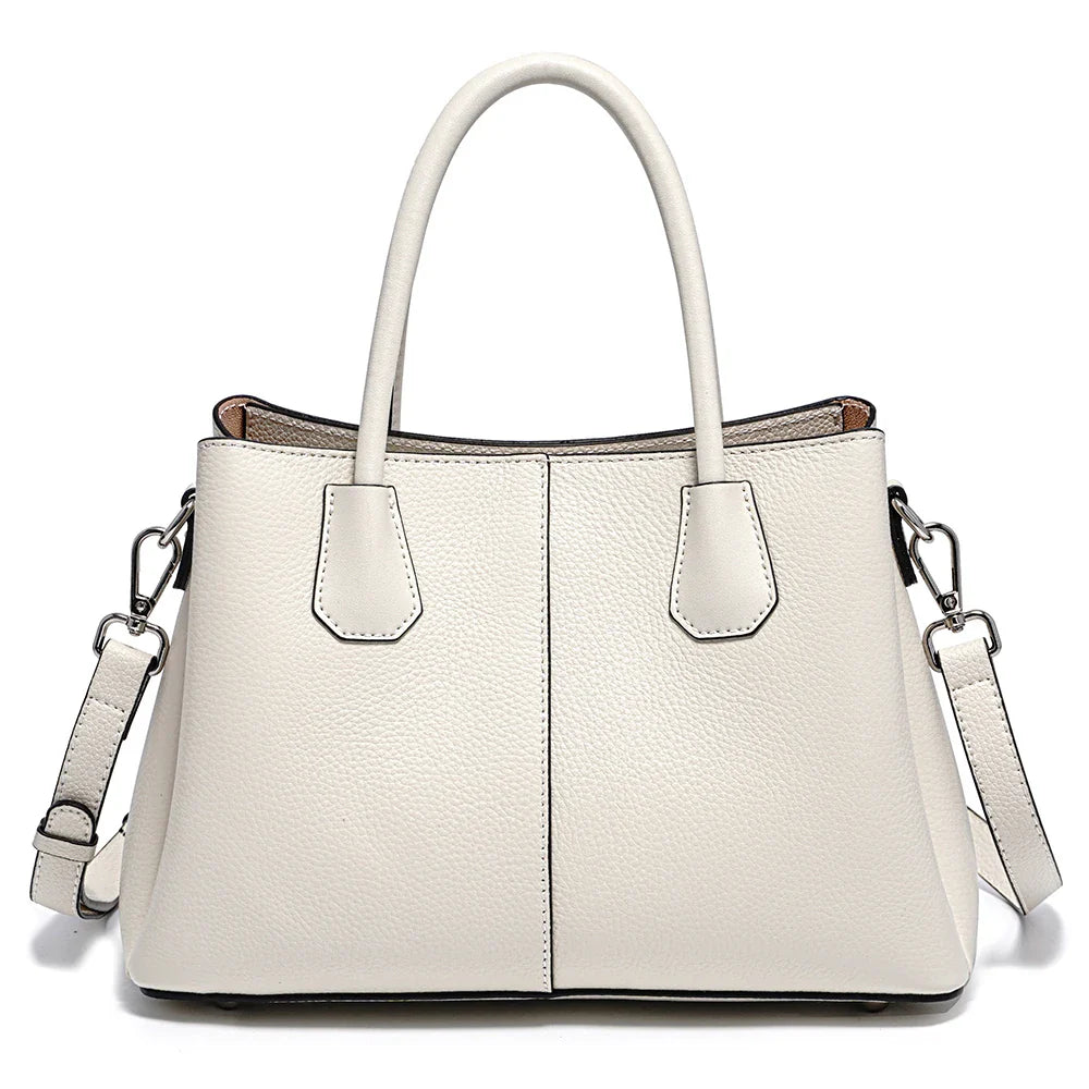 Bolsa de Couro Genuíno Zency Luxo Branco