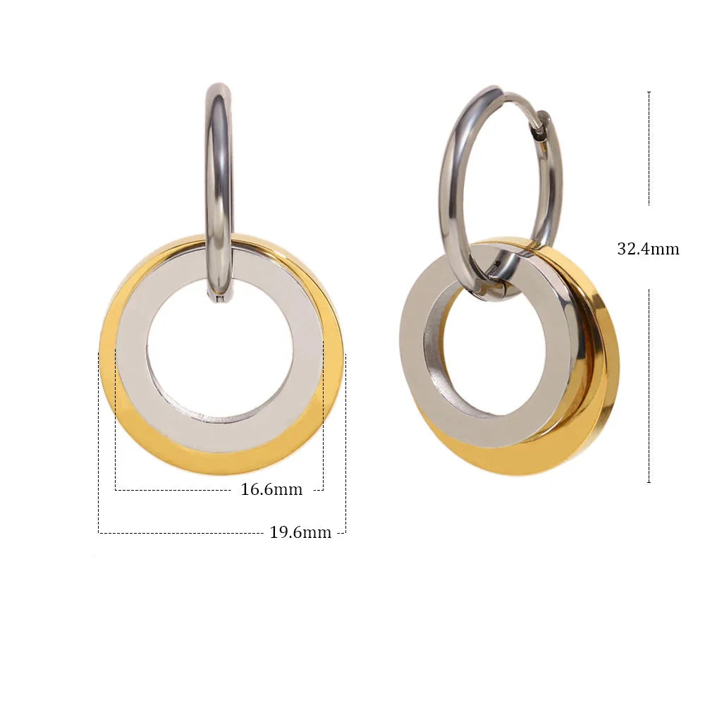 Brincos E.B.belle Dois Tons 18k Ouro Banhado