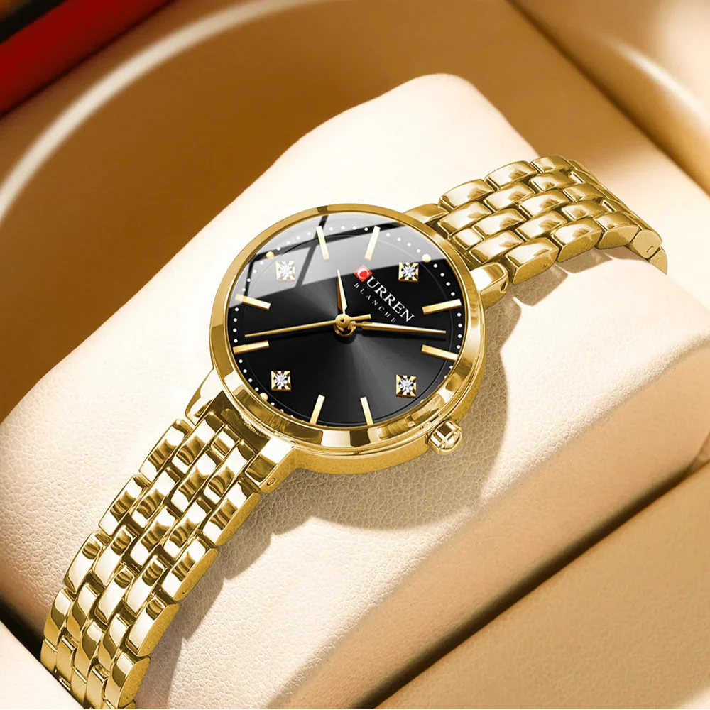 Relógio Feminino Curren Luxo Strass Aço Inoxidável